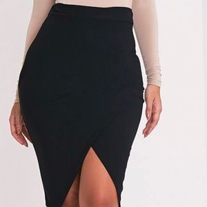 High waist slit pencil skirt